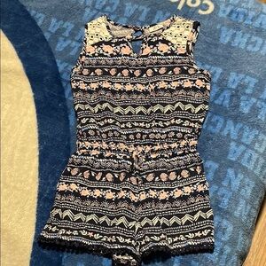 Joey Blue and White Jumpsuit with Elastic Waist